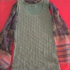 Unique Blue Top with Matching Scarf